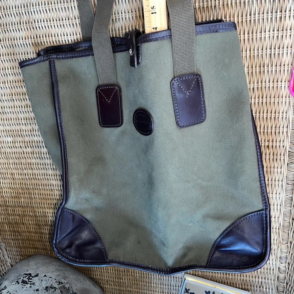 John Chapman Olive Green Leather Trim Tote Bag England Corsair Capital Handmade - Picture 11 of 12
